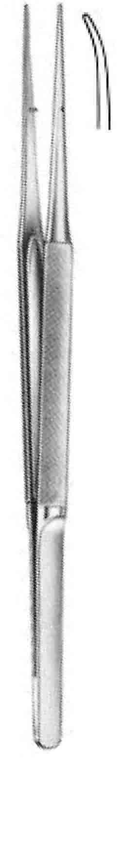 TYİNG  MİKRO FORSEPS TIRTIL SAPLI EĞRİ 0,4MM 21 CM